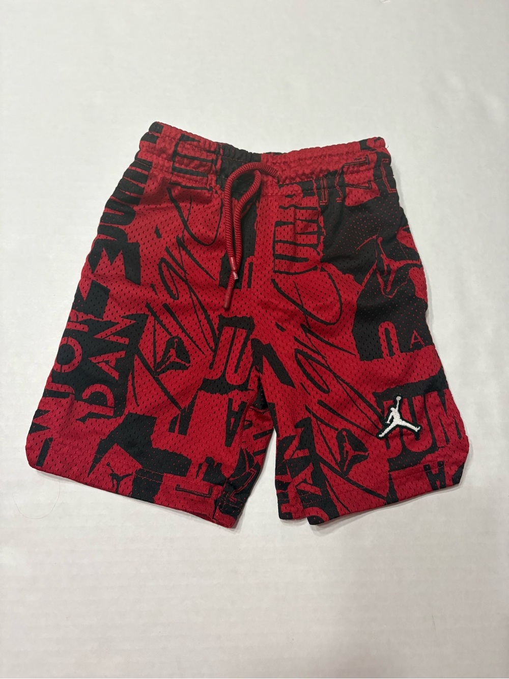 Jordan Red and Black Allover Graphic Mesh Shorts